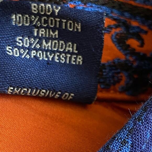 Robert Graham Windowpane Plaid Flip Cuffs Shirt Men XLT Blue Floral Button Up - Picture 7 of 11